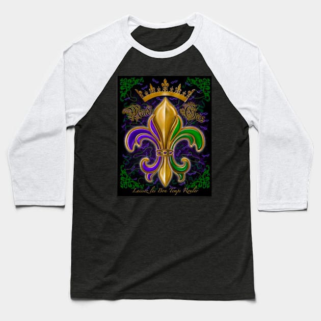 Mardi Gras Fleur de lis Baseball T-Shirt by Michael Hunt Studio